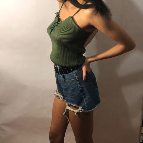 SOLD Vintage style ripped denim shorts - Picture 2 of 3